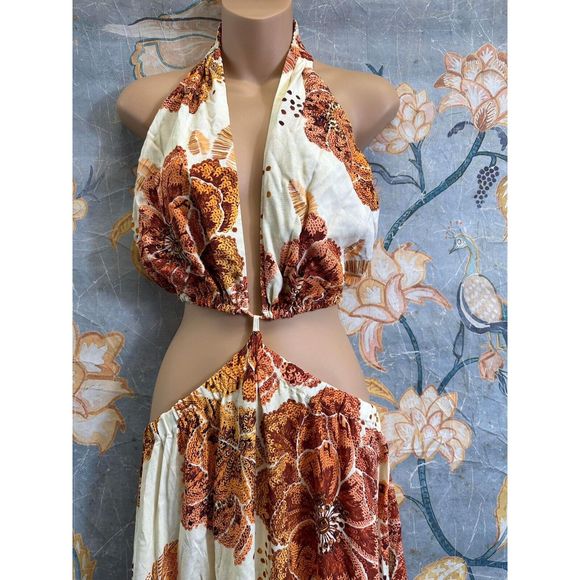 Anthropologie Farm Rio Cutout Floral Maxi Dress - Picture 7 of 9